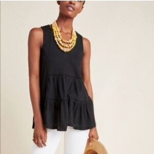 Anthropologie Malaga Tiered Black Tunic Tank Top